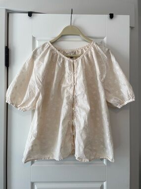 Women’s Cream Button-Front Peasant Top